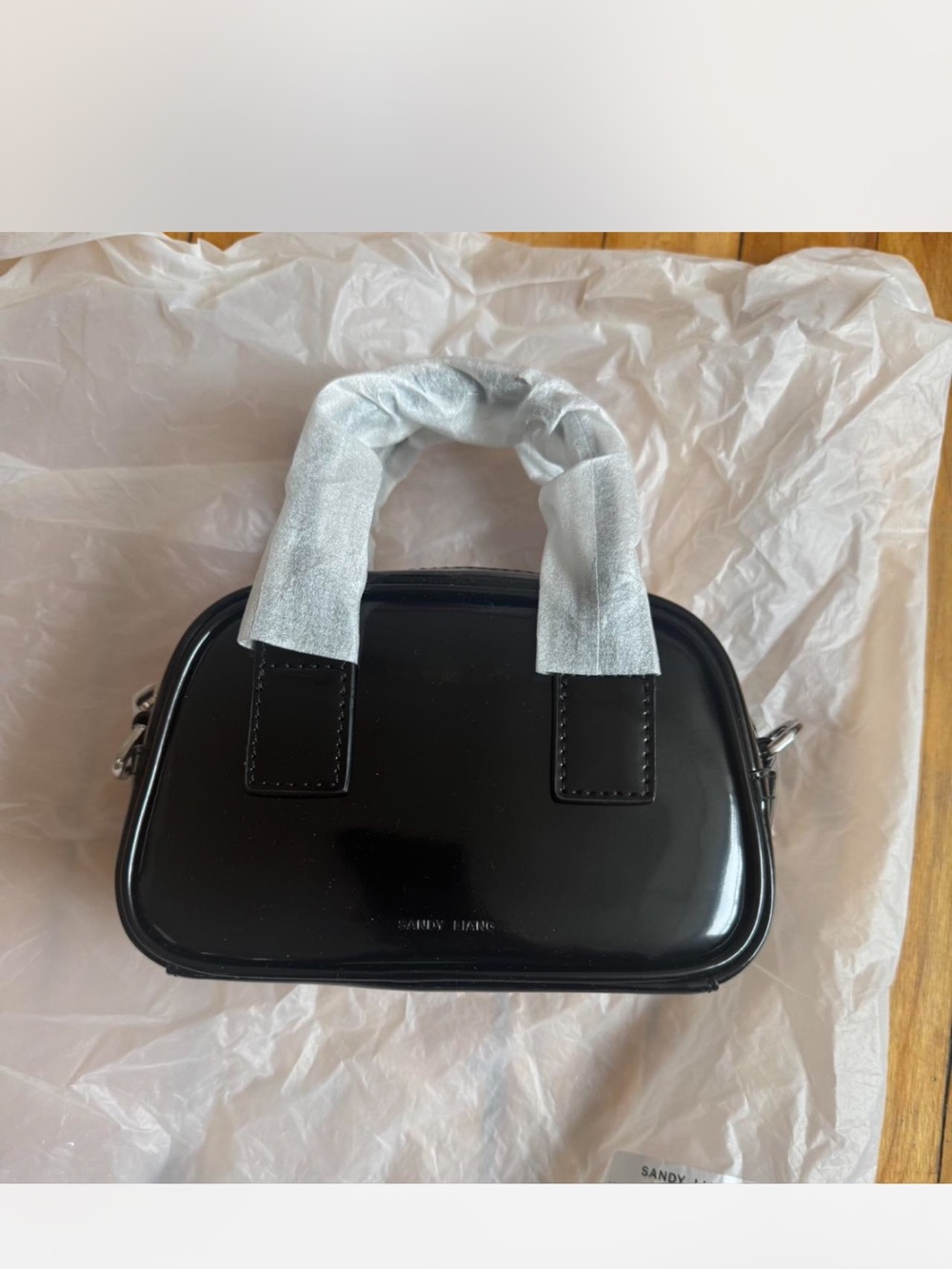 Sandy Liang Black Patent Mini Satchel Handbag - Picture 4 of 5